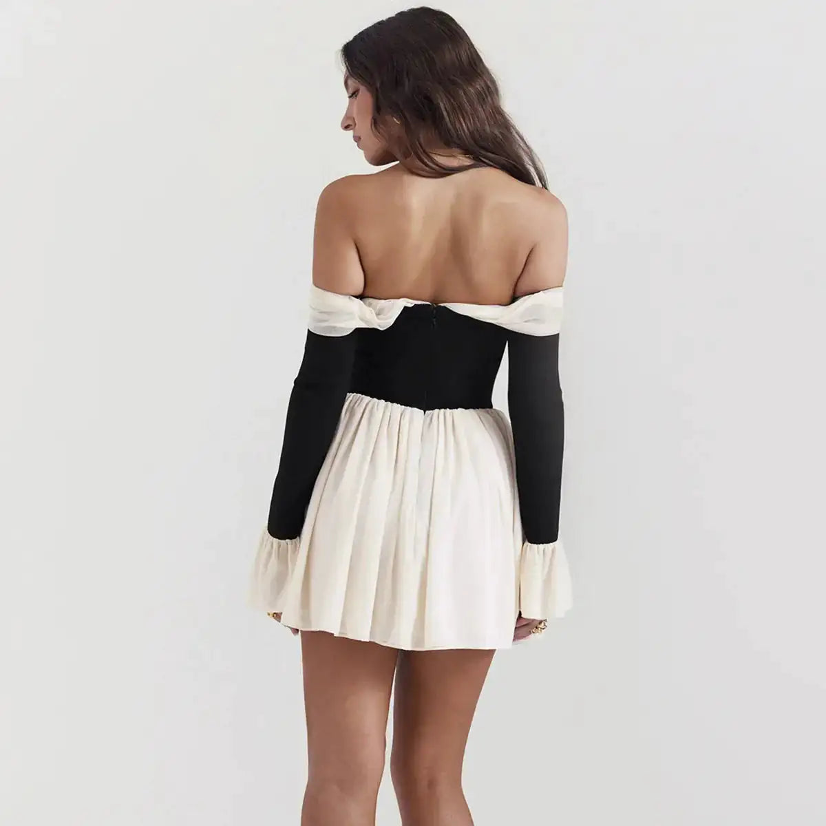 long sleeve black mini dress