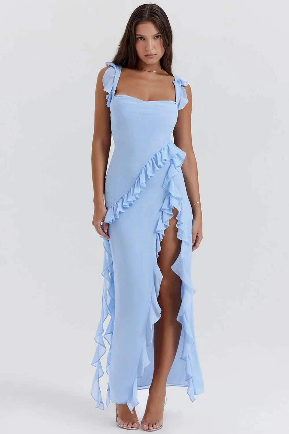 sleeveless maxi evening gown