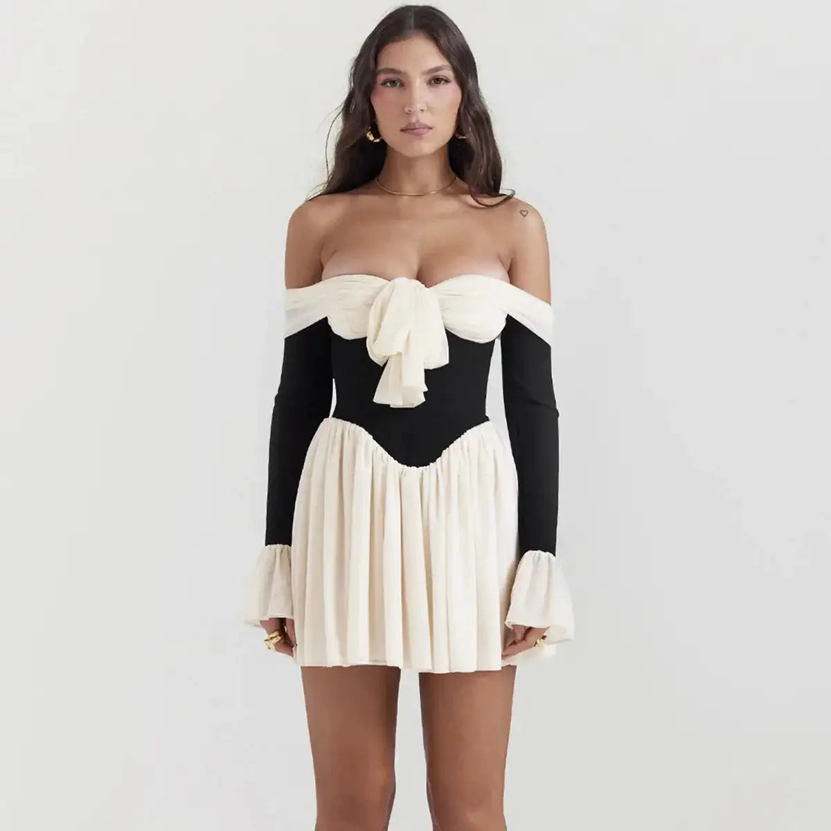 long sleeve black mini dress
