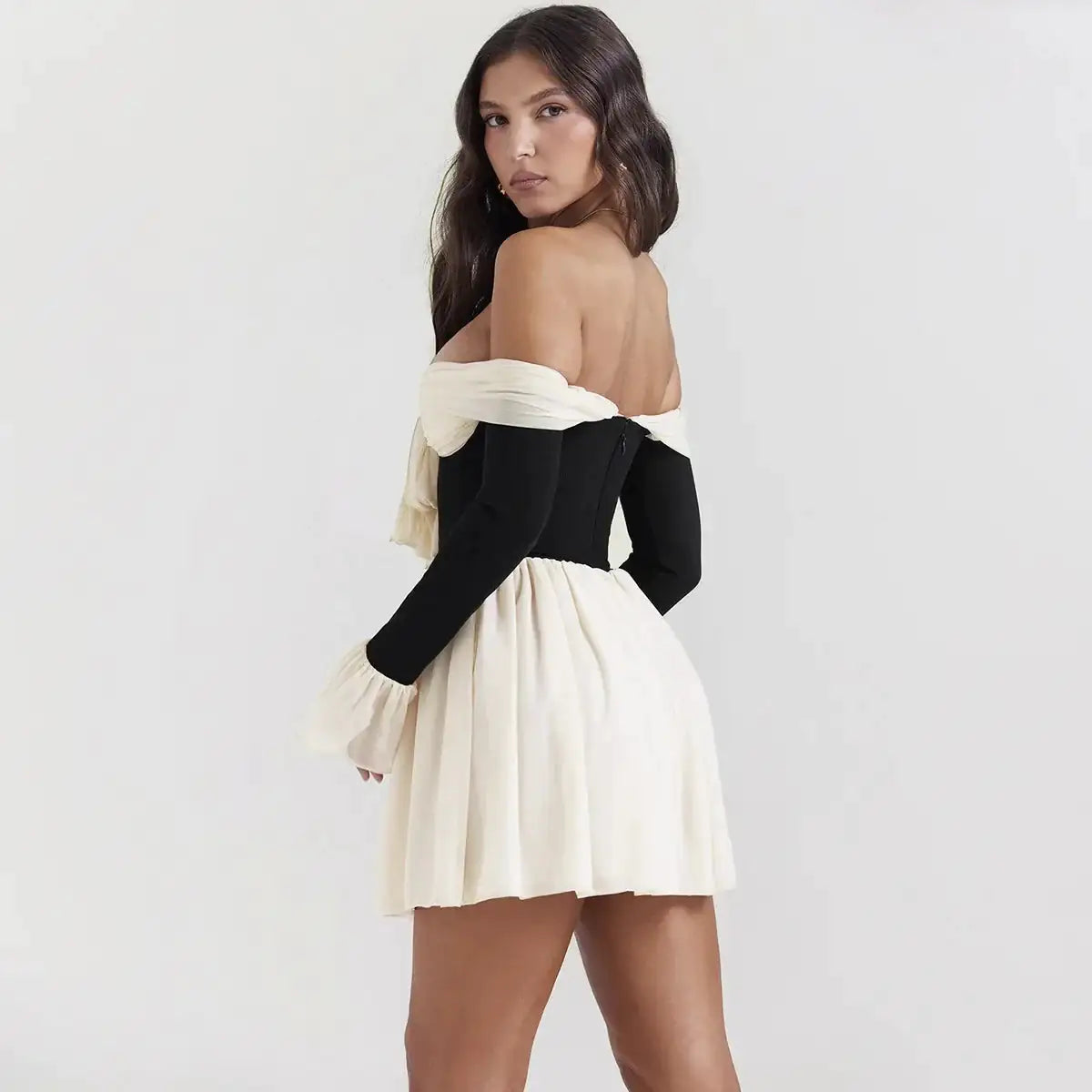 long sleeve black mini dress